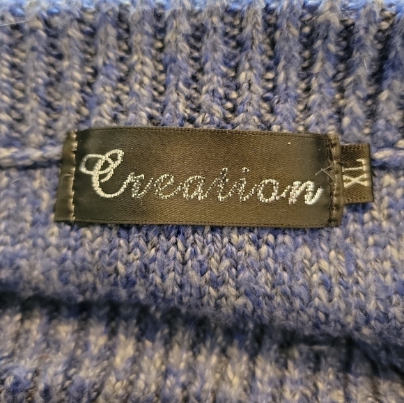Creation size XL blue knit sweater. Long length cowl neck NWOT - Picture 3 of 6